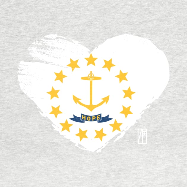 U.S. State - I Love Rhode Island - Rhode Island Flag by ArtProjectShop